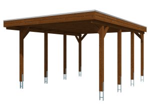 AI generated – Carport Friesland 402 x 555 cm, mit EPDM-Dach, nussbaum