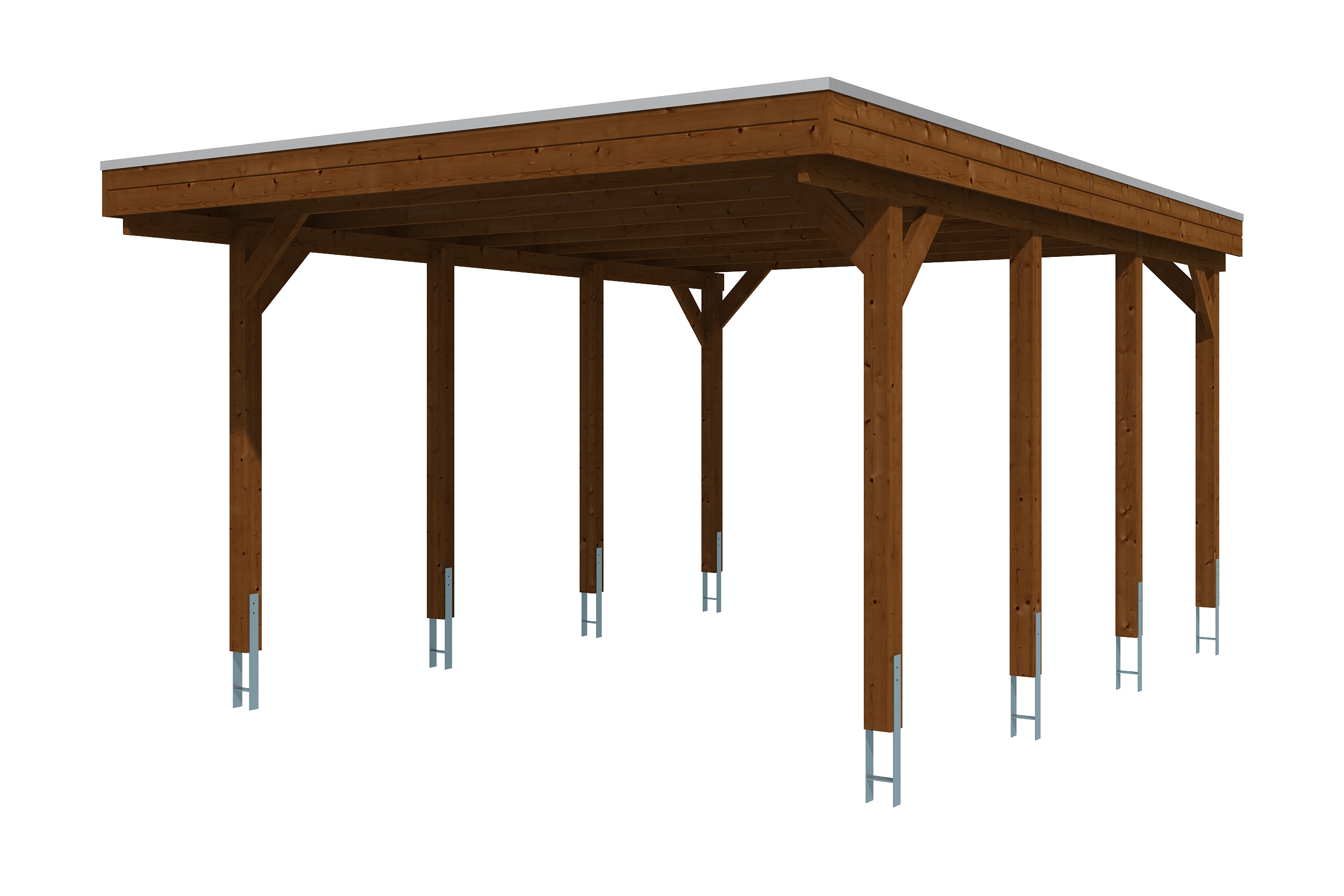 AI generated – Carport Friesland 402 x 555 cm, mit EPDM-Dach, nussbaum