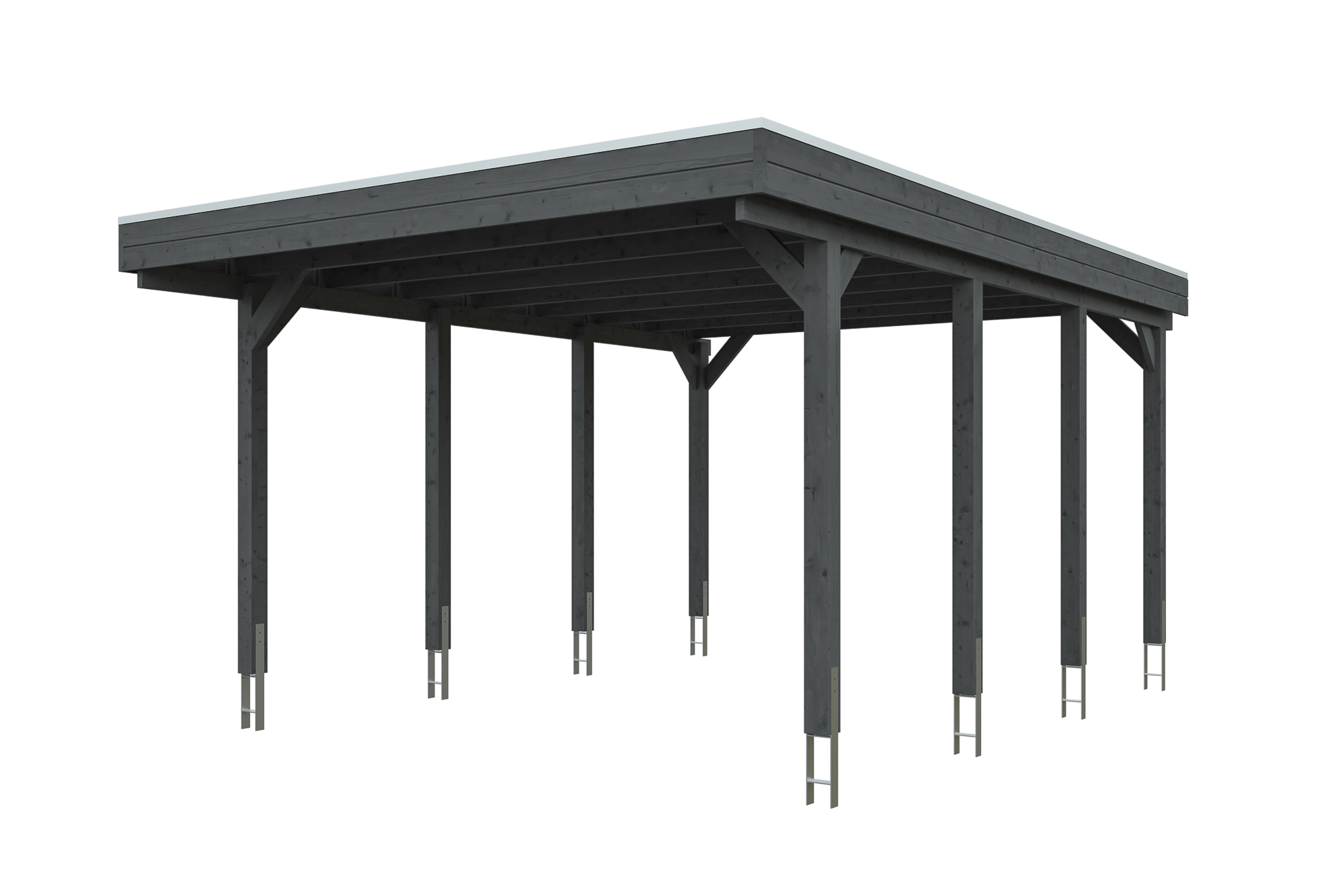 AI generated – Carport Friesland 402 x 555 cm, mit Stahl-Dachplatten, schiefergrau