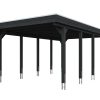 AI generated – Carport Friesland 402 x 708 cm, mit Stahl-Dachplatten, anthrazit