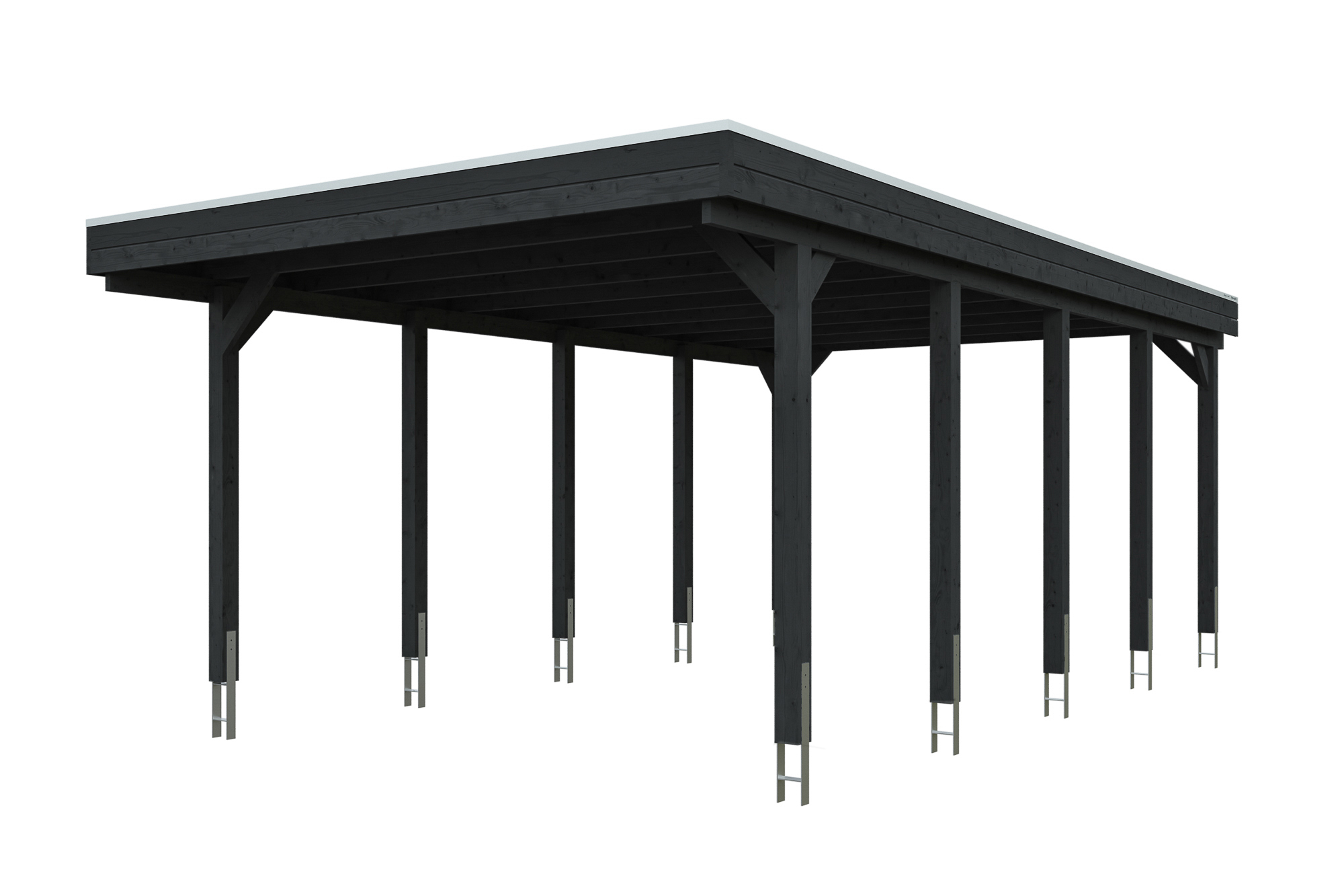 AI generated – Carport Friesland 402 x 708 cm, mit Stahl-Dachplatten, anthrazit