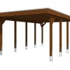 AI generated – Carport Friesland 402 x 708 cm, mit EPDM-Dach, nussbaum