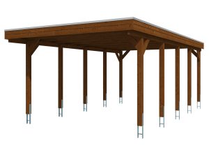 AI generated – Carport Friesland 402 x 708 cm, mit EPDM-Dach, nussbaum