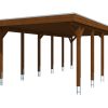 AI generated – Carport Friesland 402 x 860 cm, mit EPDM-Dach, nussbaum