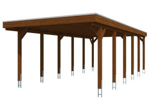 AI generated – Carport Friesland 402 x 860 cm, mit EPDM-Dach, nussbaum