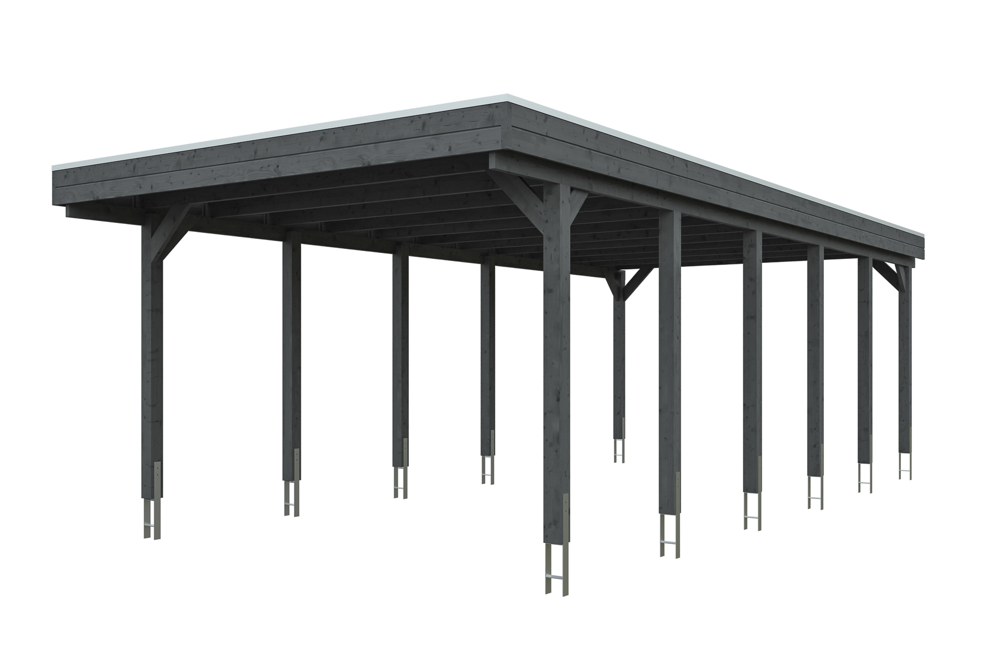 AI generated – Carport Friesland 402 x 860 cm, mit Stahl-Dachplatten, schiefergrau