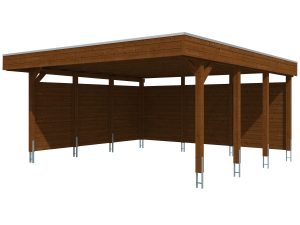 AI generated – Carport Friesland 546 x 555 cm, mit EPDM-Dach, nussbaum
