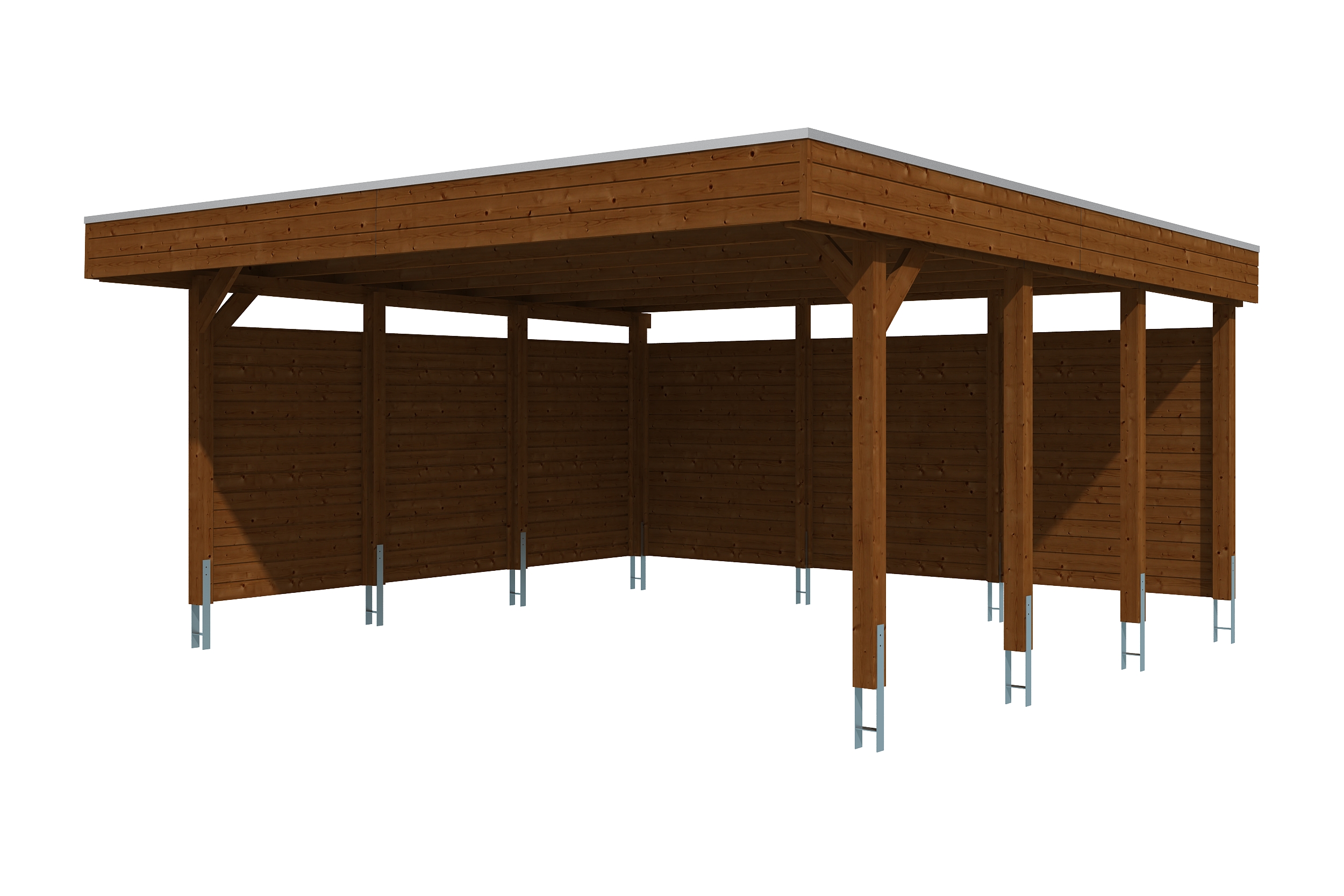 AI generated – Carport Friesland 546 x 555 cm, mit EPDM-Dach, nussbaum