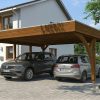 Carport Friesland Set G, 546 x 555 cm, mit einem Einfahrtsbogen, nussbaum AI generated – Carport Friesland Set G, 546 x 555 cm, mit einem Einfahrtsbogen, nussbaum