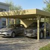 AI generated – Carport Friesland Set D, 546 x 708 cm, mit Abstellraum, grün imprägniert