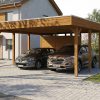 AI generated – Carport Friesland Set D, 546 x 708 cm, mit Abstellraum, nussbaum