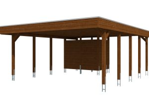 AI generated – Carport Friesland 546 x 708 cm, mit EPDM-Dach, nussbaum