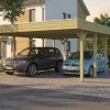 AI generated – Carport Friesland 546 x 860 cm, mit Stahl-Dachplatten, grün imprägniert