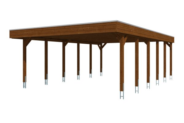 AI generated – Carport Friesland 546 x 860 cm, mit EPDM-Dach, nussbaum