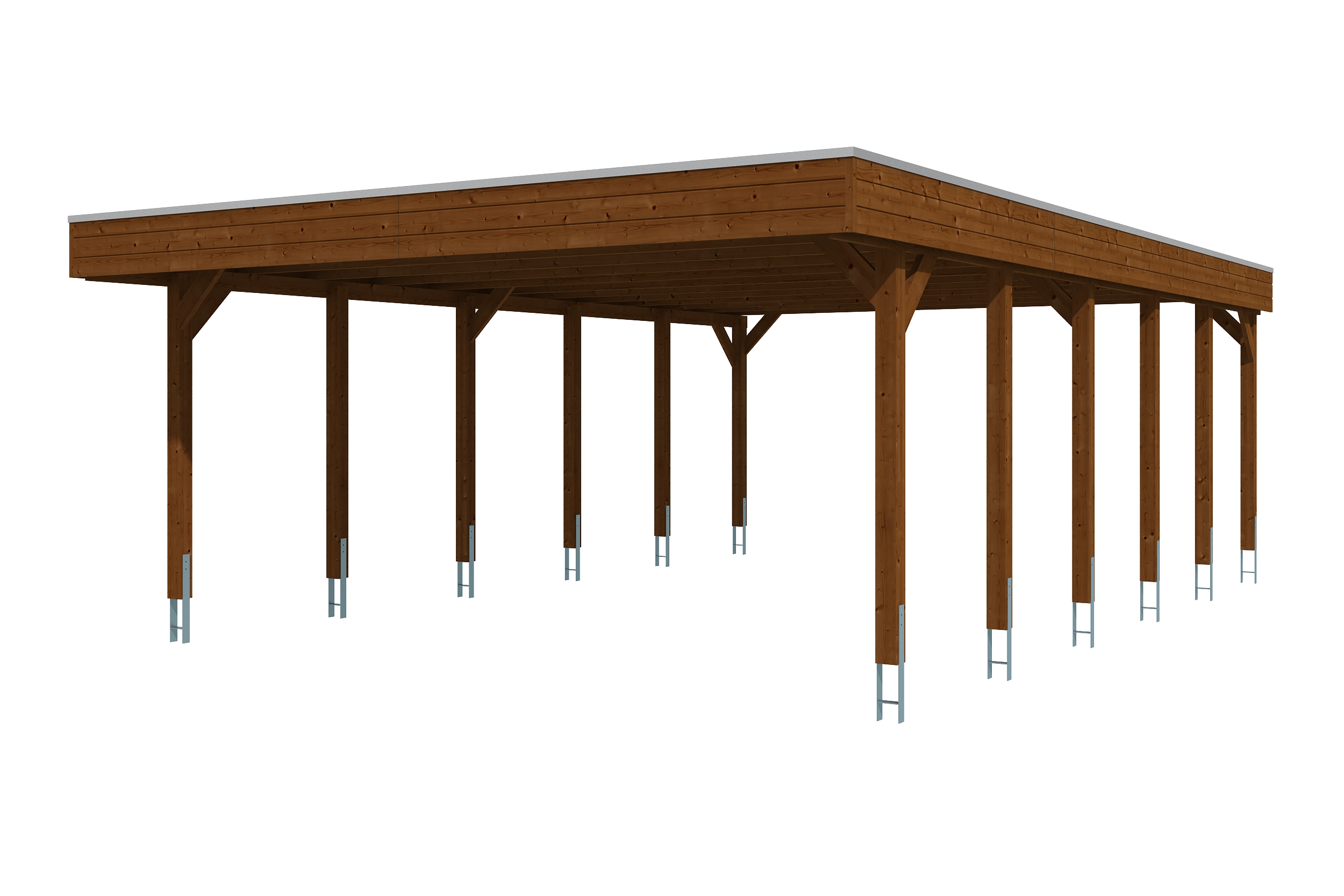 AI generated – Carport Friesland 546 x 860 cm, mit EPDM-Dach, nussbaum