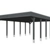 AI generated – Carport Friesland 546 x 860 cm, mit Stahl-Dachplatten, schiefergrau
