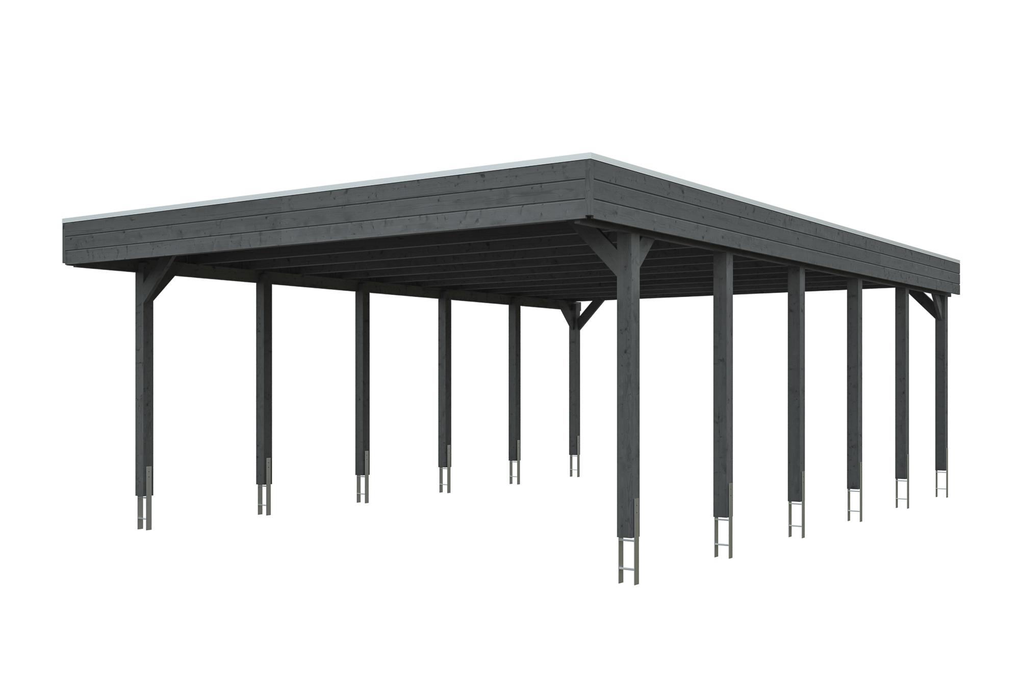 AI generated – Carport Friesland 546 x 860 cm, mit Stahl-Dachplatten, schiefergrau