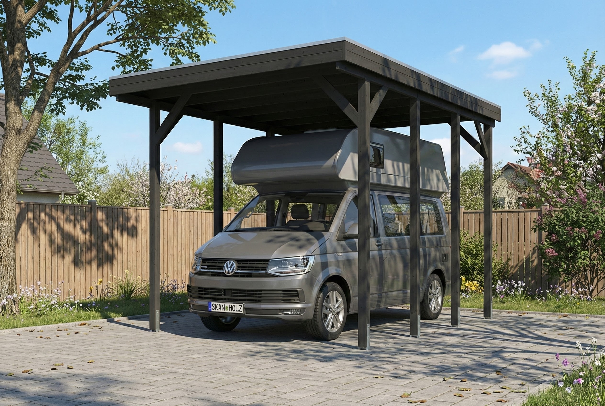 Caravan-Carport Friesland 402 x 555 cm, mit Stahl-Dachplatten, anthrazit AI generated – Caravan-Carport Friesland 402 x 555 cm, mit Stahl-Dachplatten, anthrazit