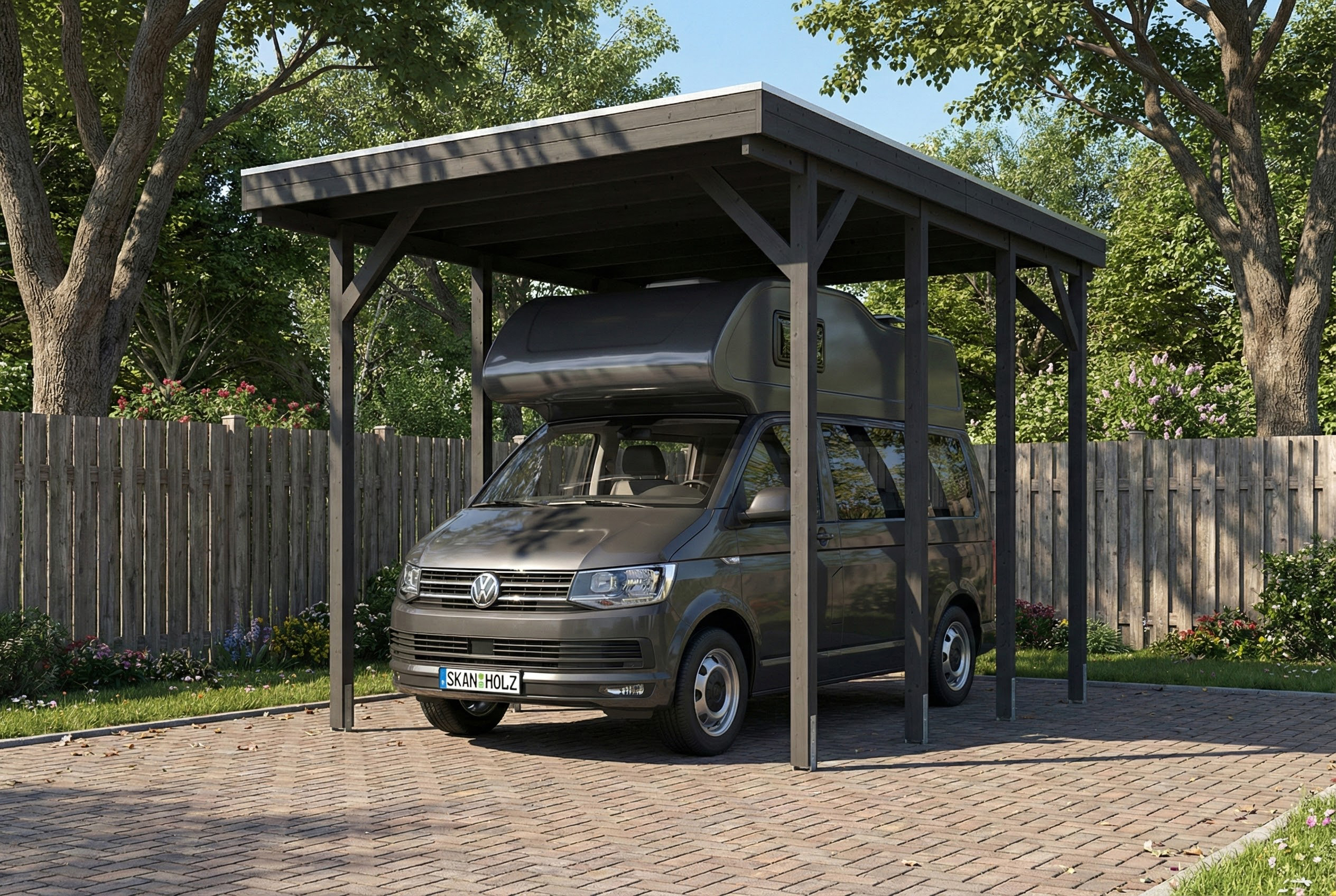 Caravan-Carport Friesland 402 x 555 cm, mit Stahl-Dachplatten, schiefergrau AI generated – Caravan-Carport Friesland 402 x 555 cm, mit Stahl-Dachplatten, schiefergrau