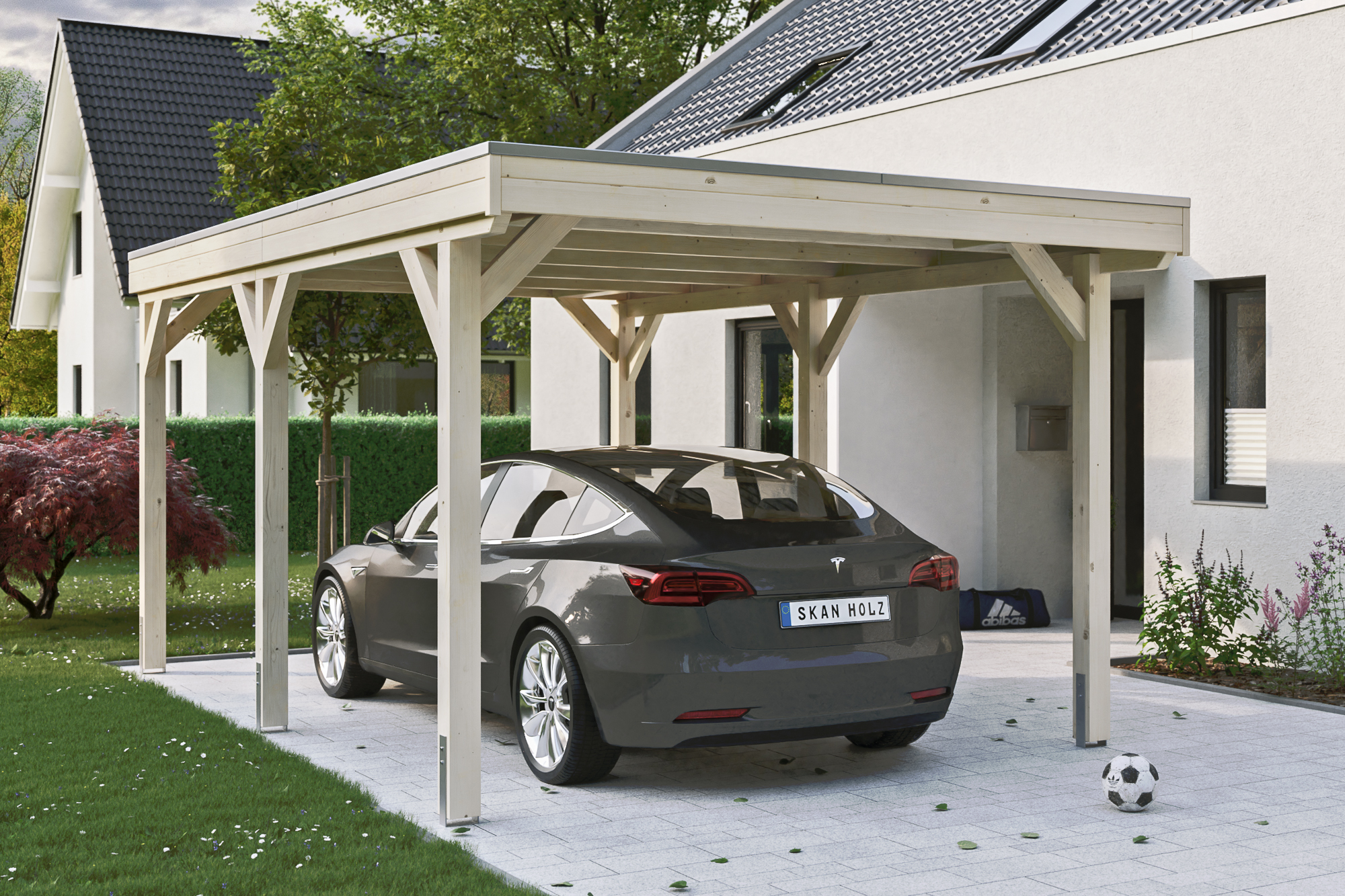 Carport Grunewald 321 x 554 cm mit EPDM-Dach, natur