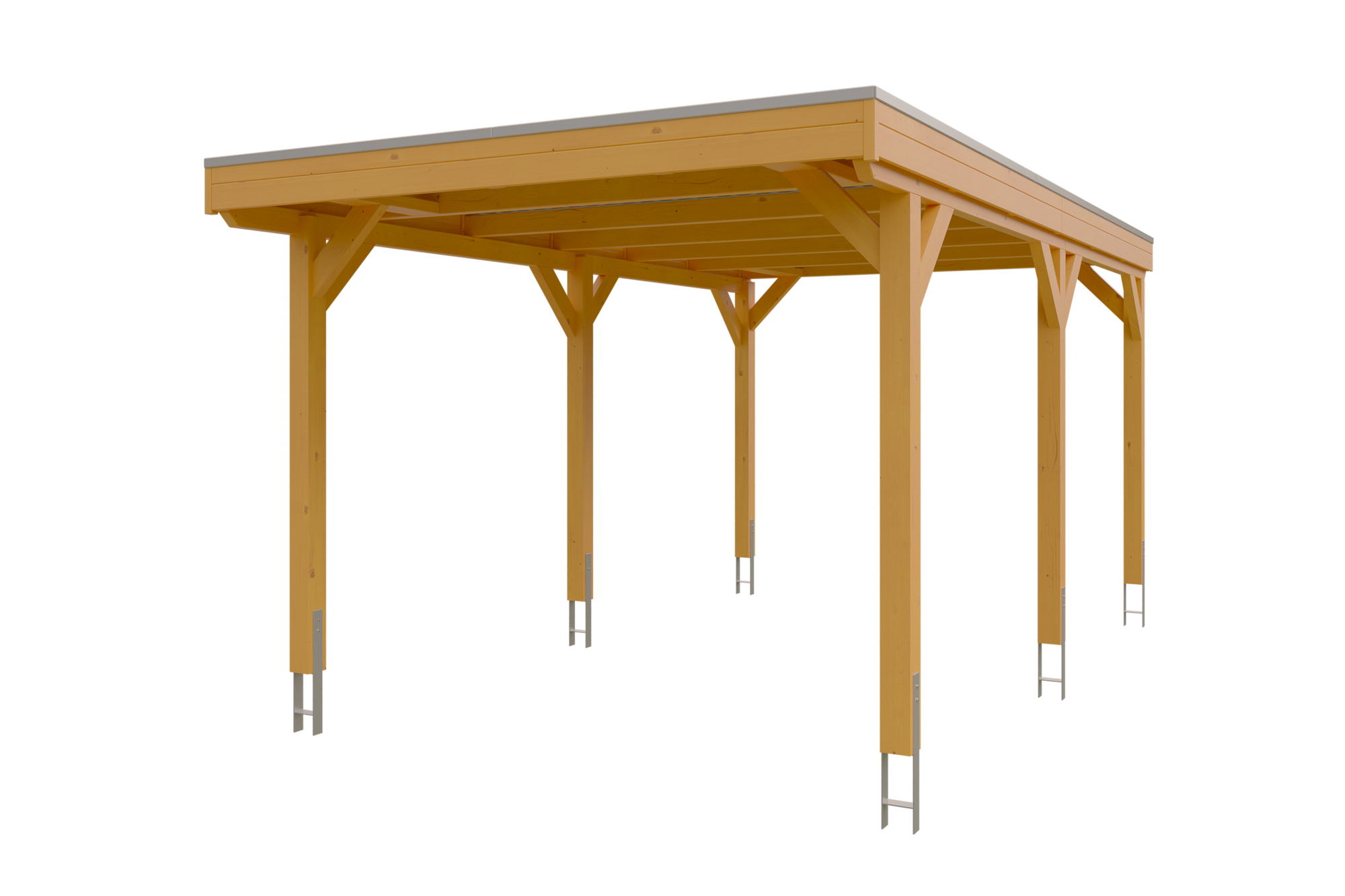 Carport Grunewald 321 x 554 cm mit Aluminiumdach, eiche hell