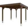 Carport Grunewald 321 x 554 cm mit Aluminiumdach, nussbaum