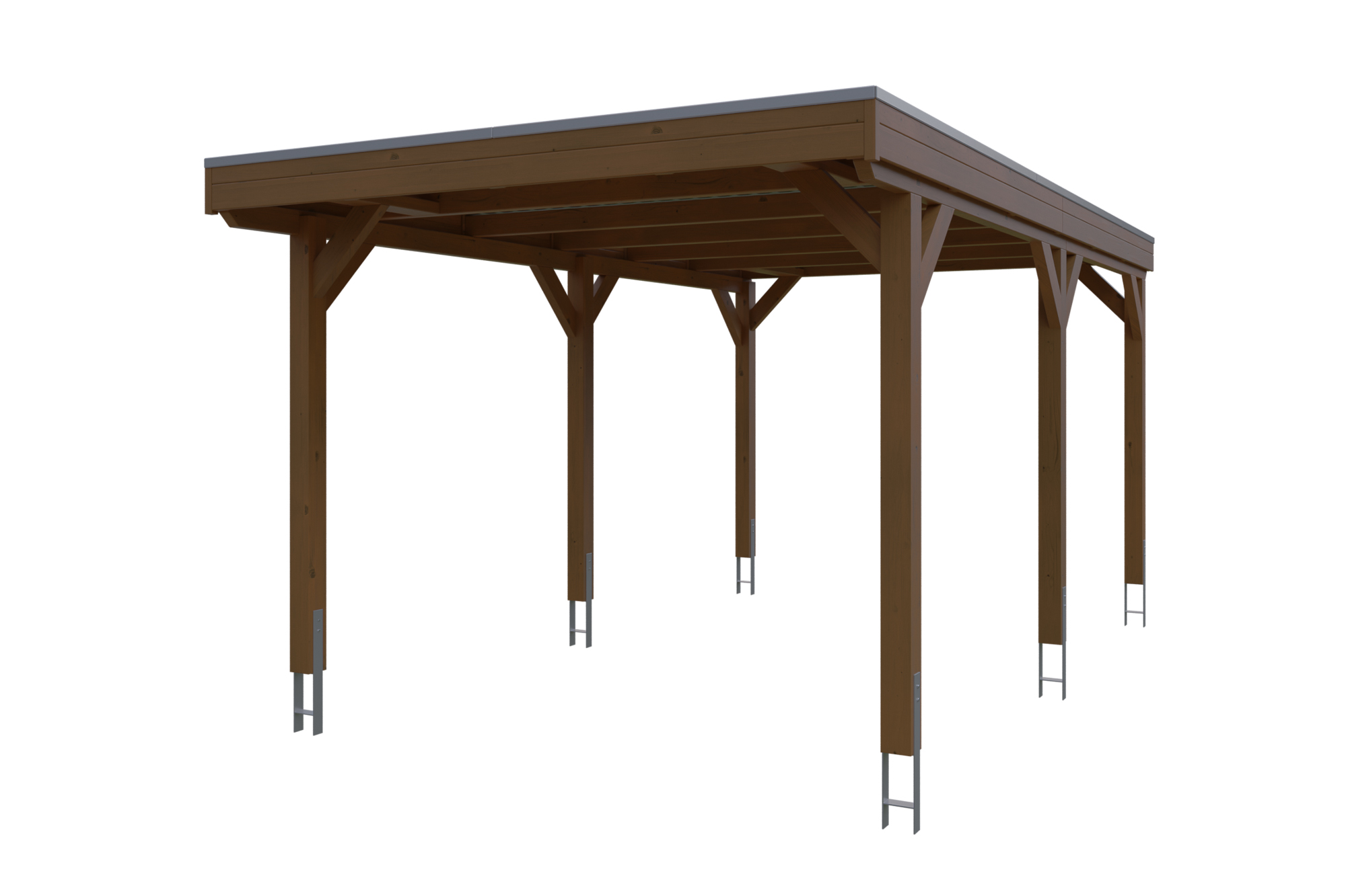 Carport Grunewald 321 x 554 cm mit Aluminiumdach, nussbaum