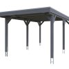 Carport Grunewald 321 x 554 cm mit Aluminiumdach, schiefergrau