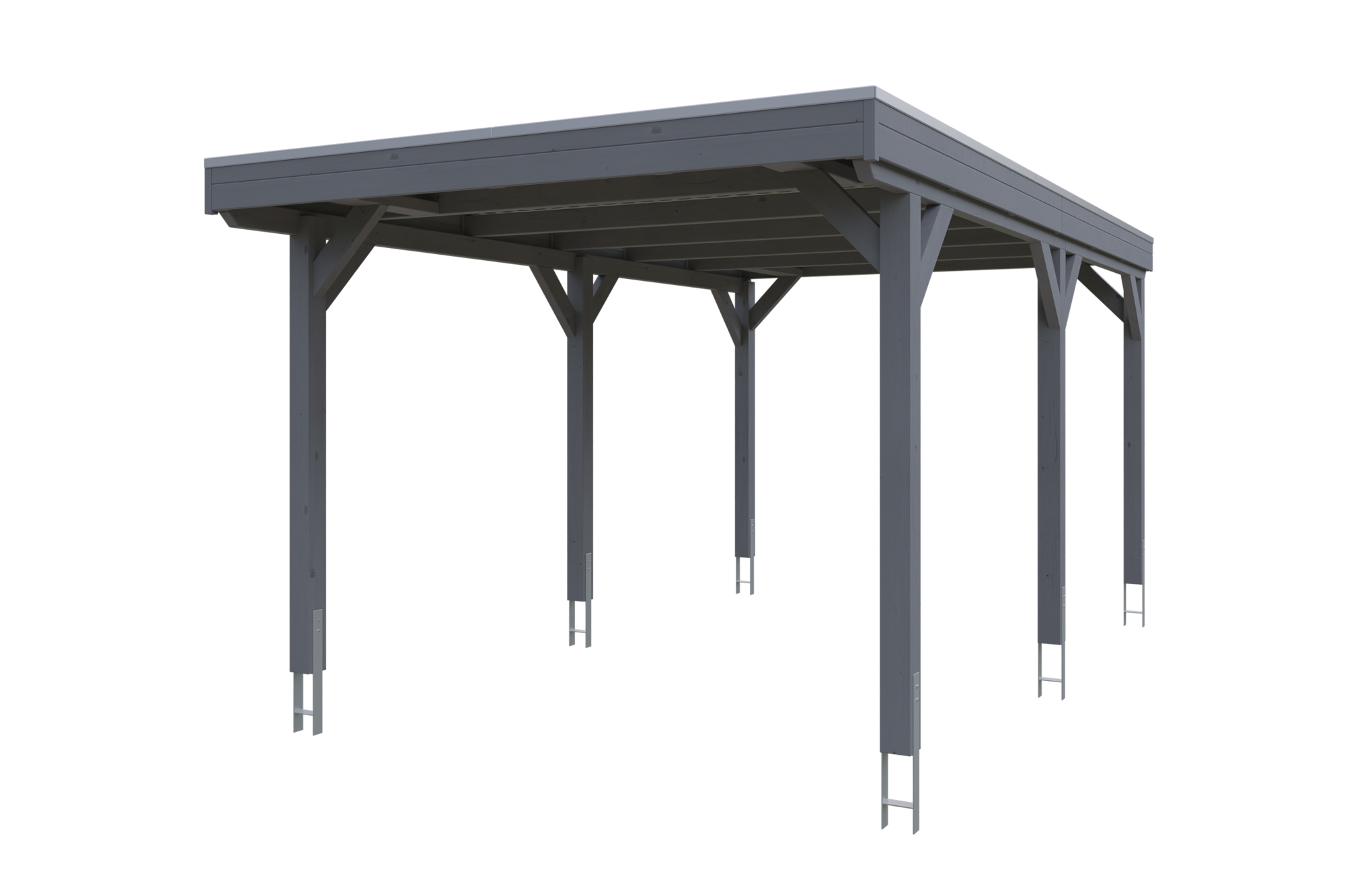 Carport Grunewald 321 x 554 cm mit Aluminiumdach, schiefergrau