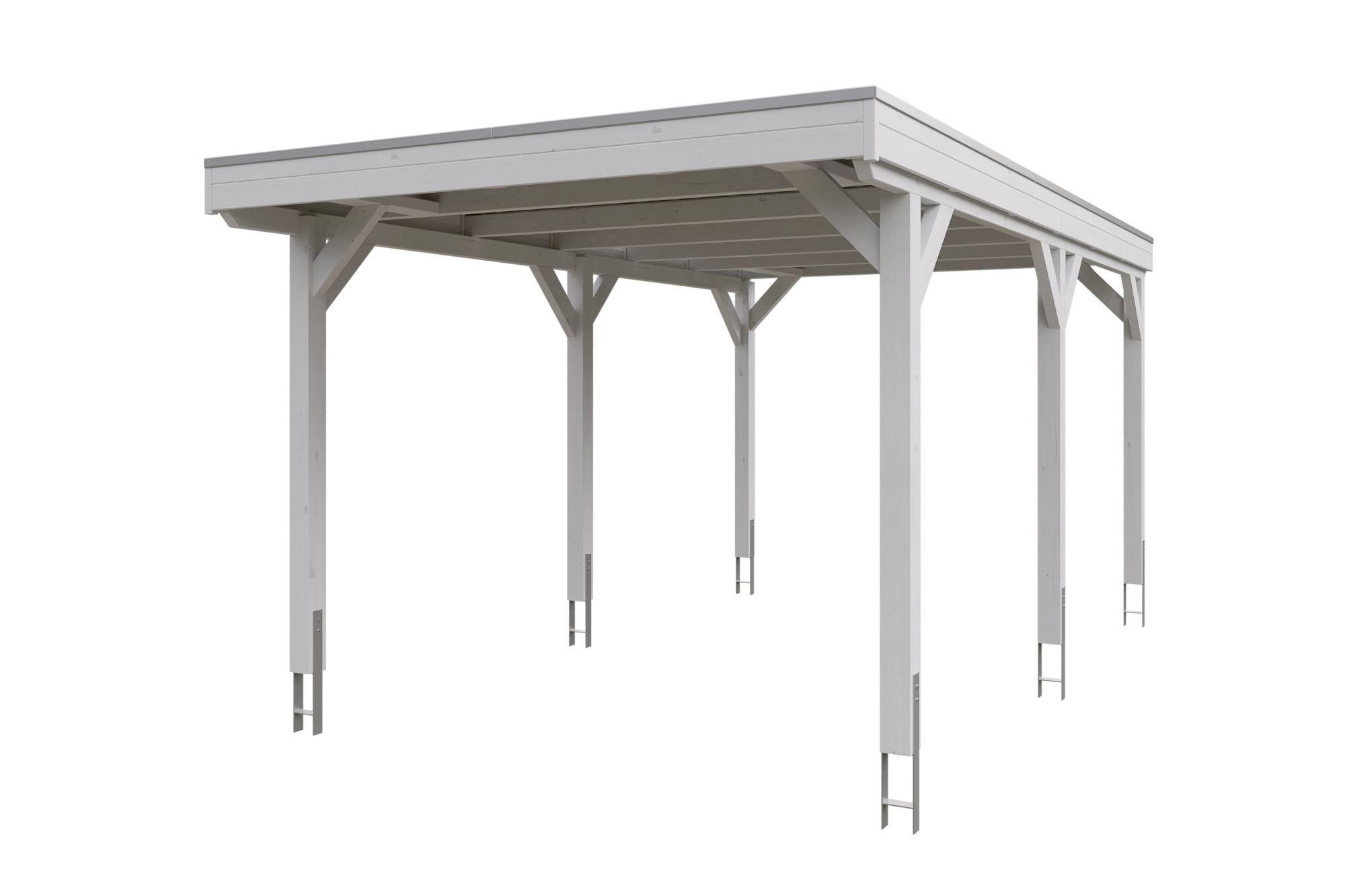 Carport Grunewald 321 x 554 cm mit Aluminiumdach, weiß