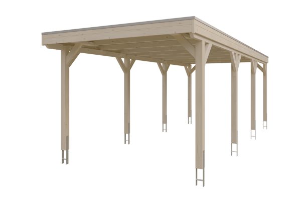 Carport Grunewald 321 x 796 cm mit EPDM-Dach, natur