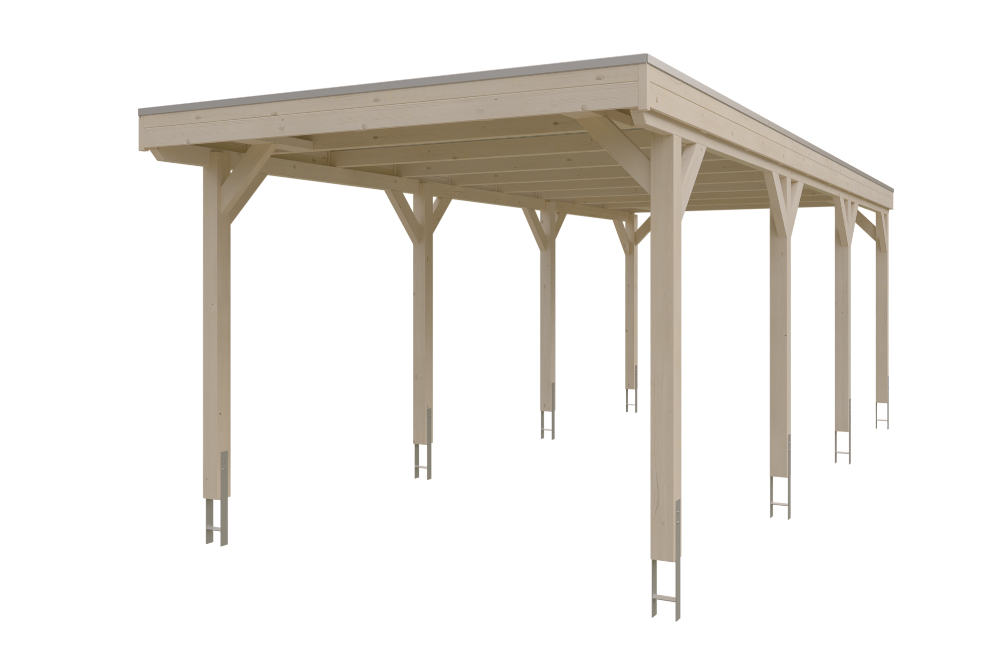 Carport Grunewald 321 x 796 cm mit EPDM-Dach, natur