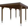 Carport Grunewald 321 x 796 cm mit Aluminiumdach, nussbaum
