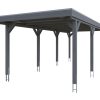 Carport Grunewald 321 x 796 cm mit Aluminiumdach, schiefergrau