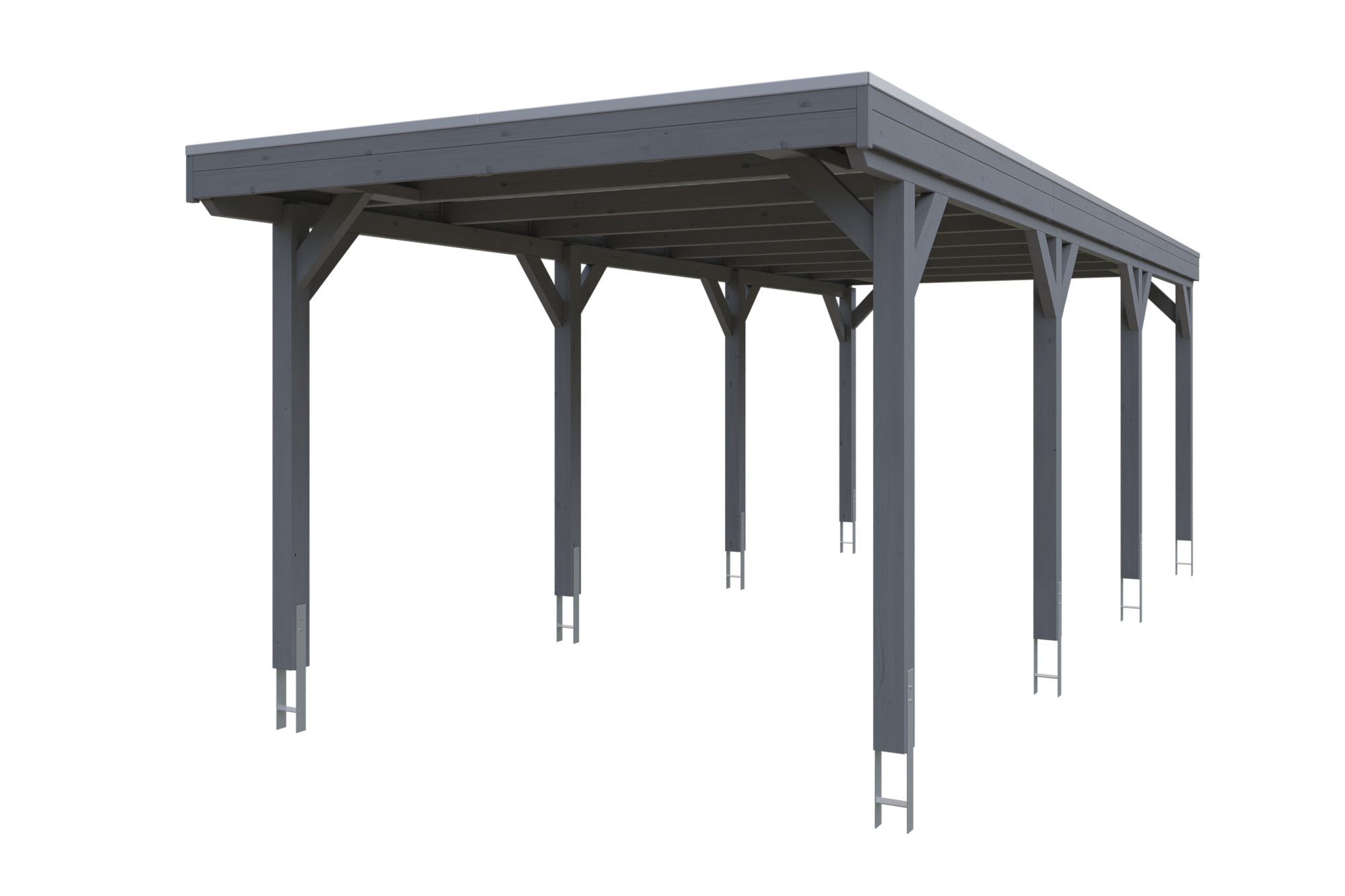 Carport Grunewald 321 x 796 cm mit Aluminiumdach, schiefergrau