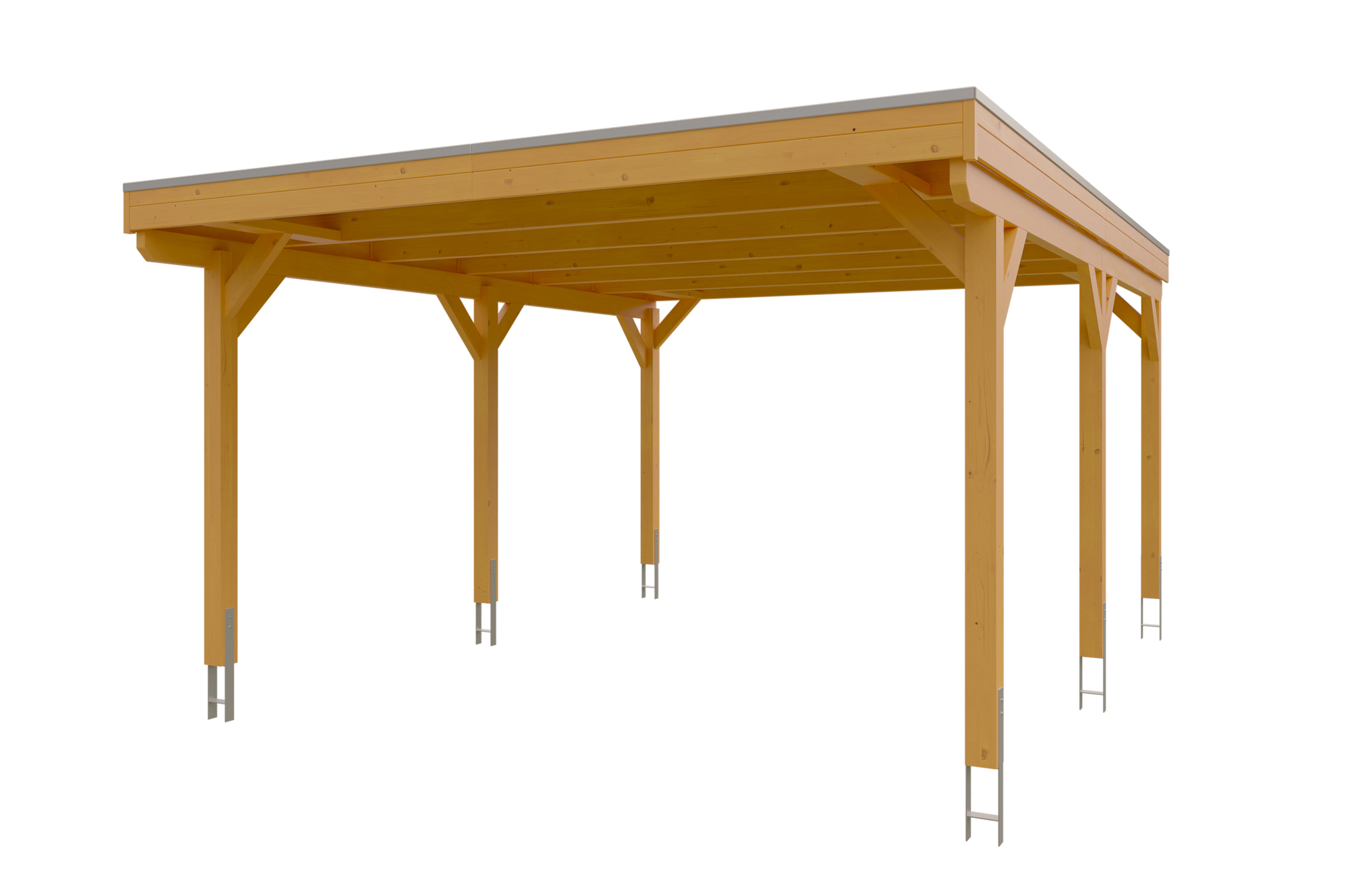 Carport Grunewald 427 x 554 cm mit Aluminiumdach, eiche hell