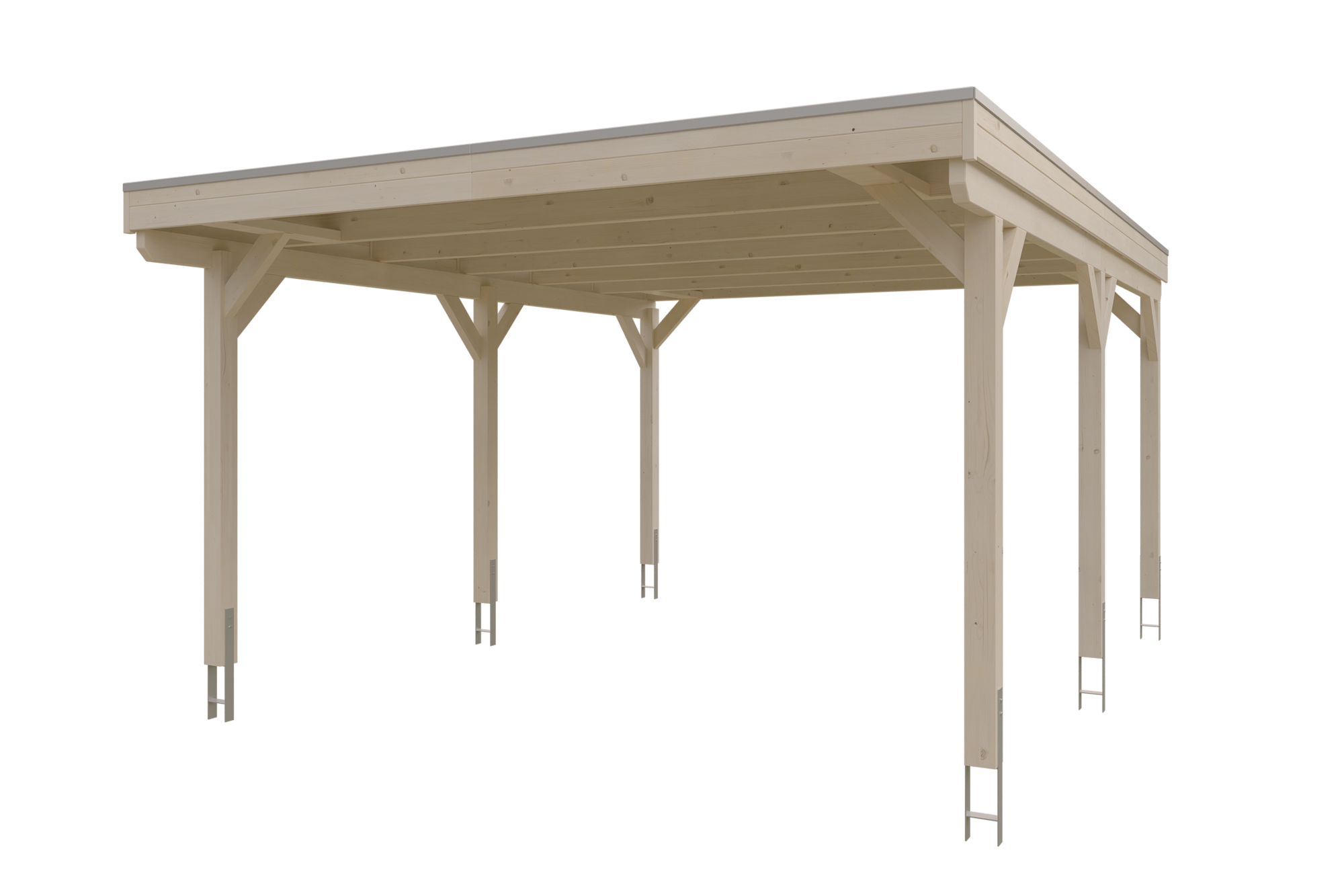 Carport Grunewald 427 x 554 cm mit Aluminiumdach, natur