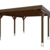 Carport Grunewald 427 x 554 cm mit Aluminiumdach, nussbaum