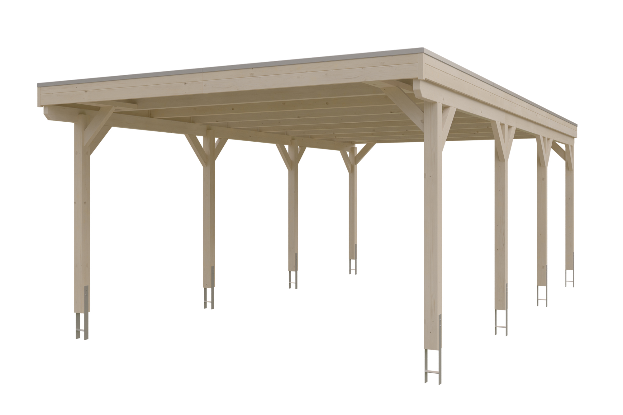 Carport Grunewald 427 x 796 cm mit Aluminiumdach, natur