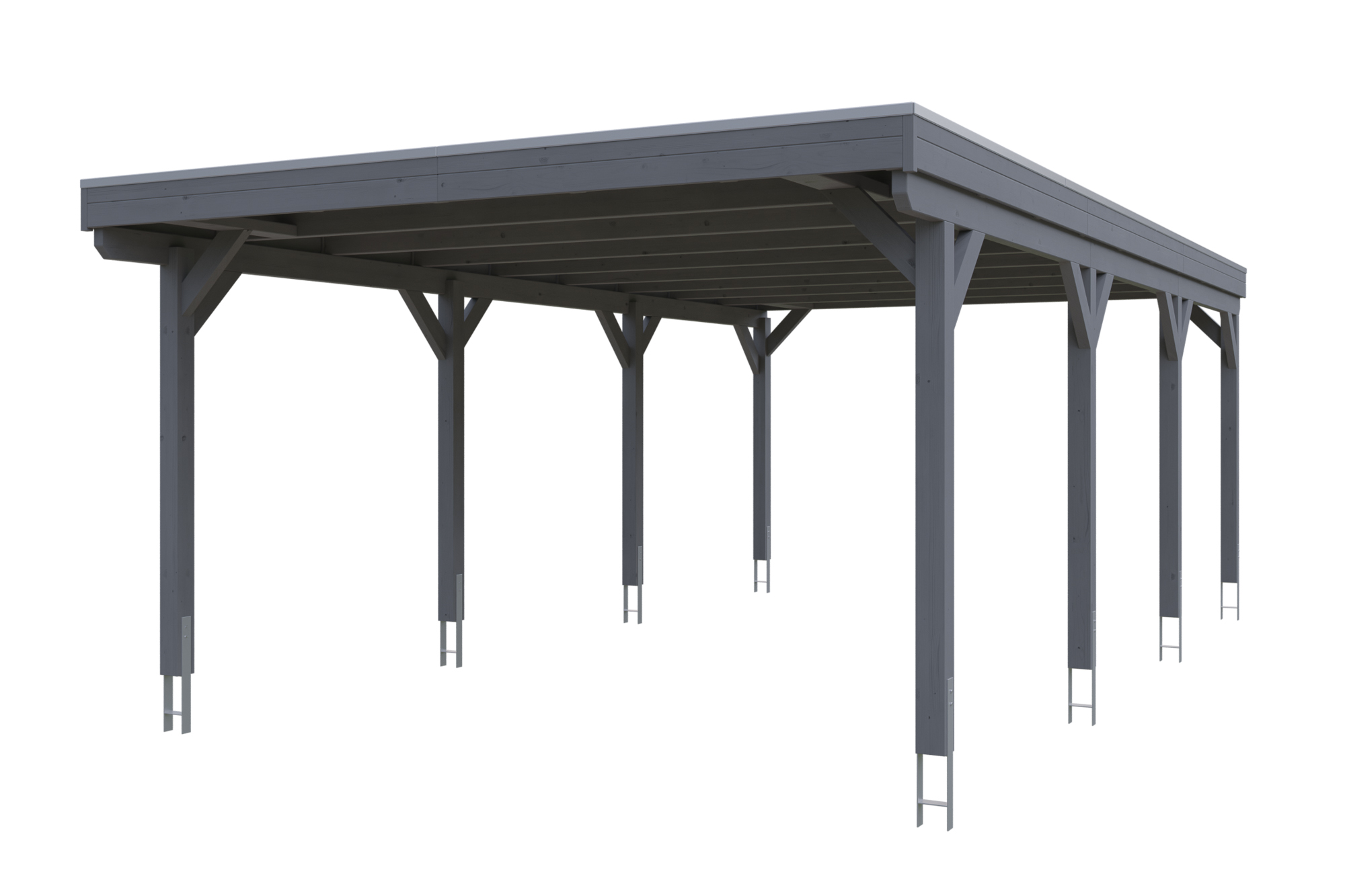 Carport Grunewald 427 x 796 cm mit Aluminiumdach, schiefergrau
