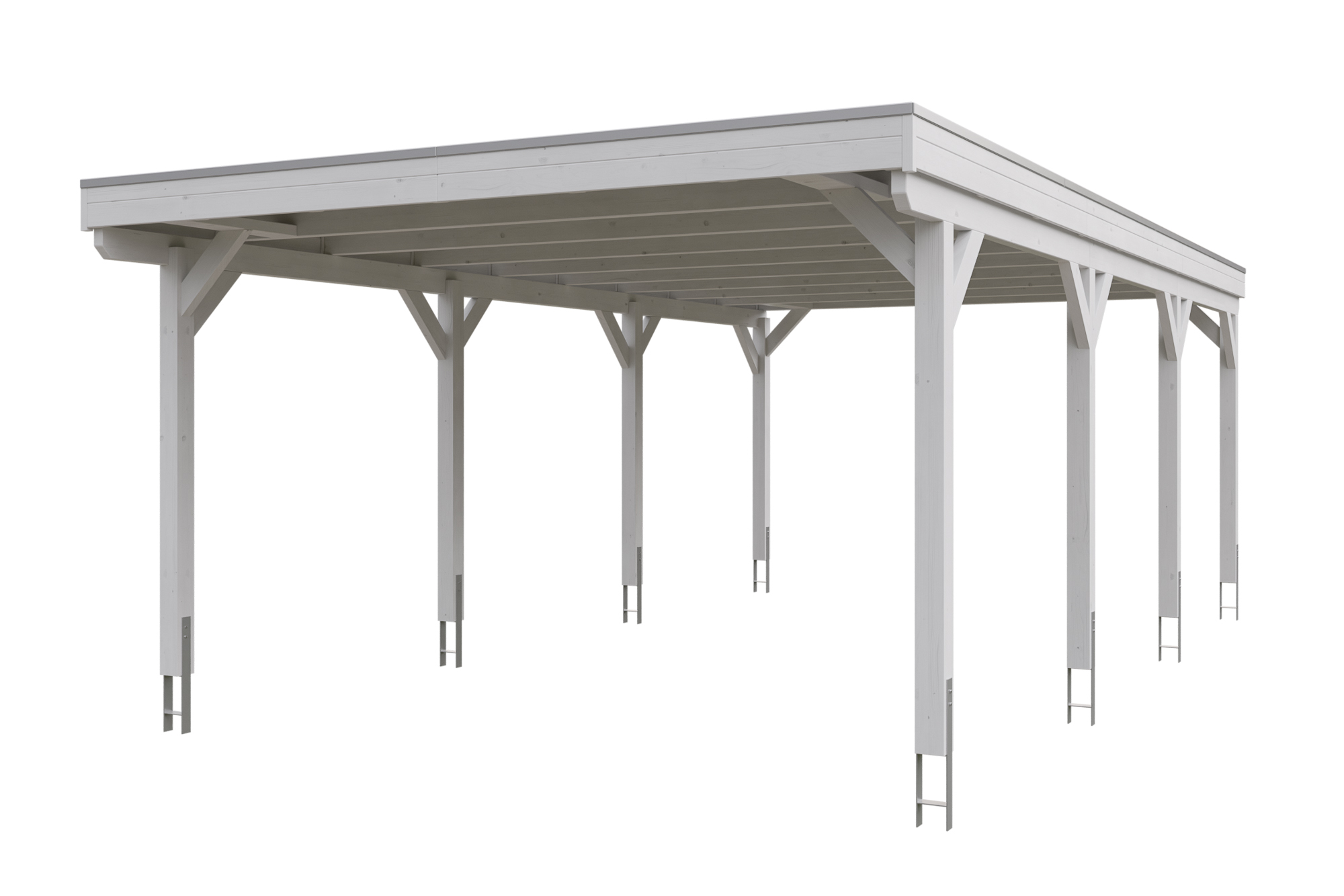 Carport Grunewald 427 x 796 cm mit Aluminiumdach, weiß