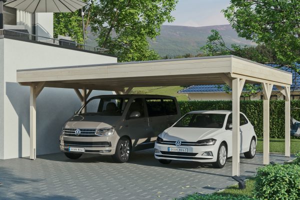 Carport Grunewald 622 x 554 cm mit EPDM-Dach, natur