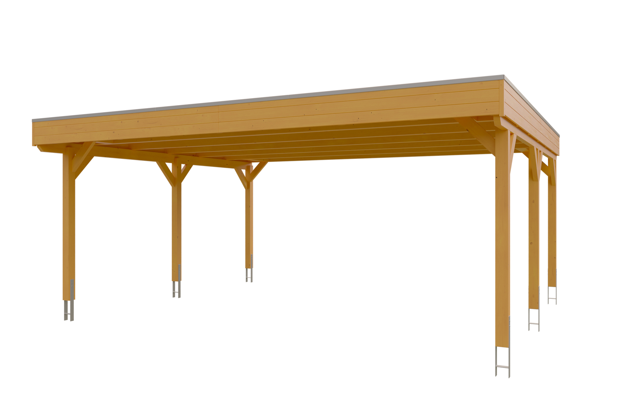 Carport Grunewald 622 x 554 cm mit Aluminiumdach, eiche hell