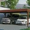 Carport Grunewald 622 x 554 cm mit EPDM-Dach, nussbaum