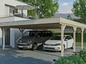 Carport Grunewald 622 x 796 cm mit EPDM-Dach, natur