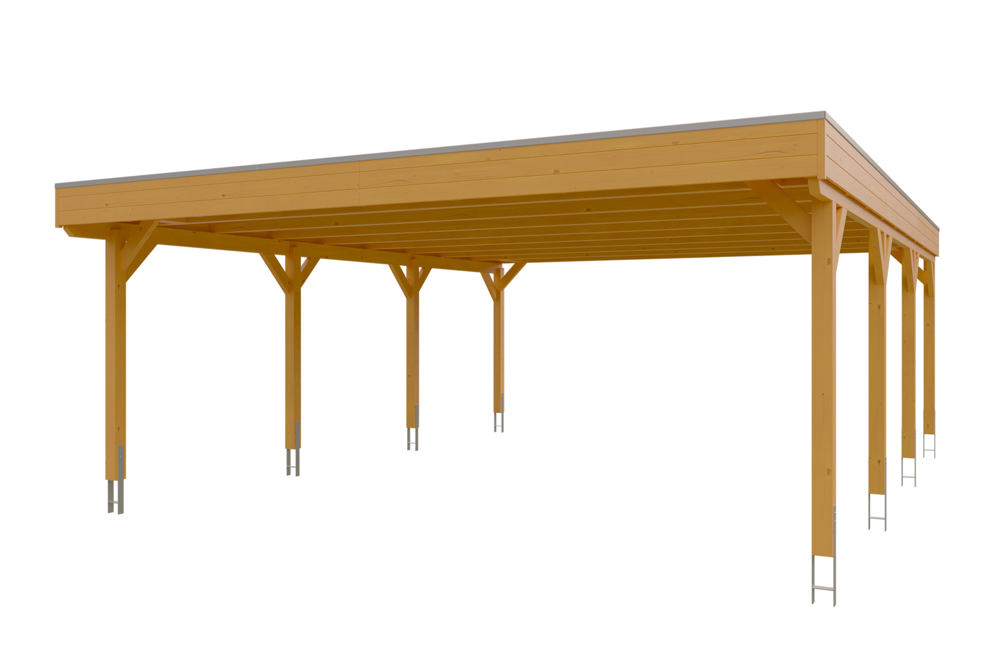 Carport Grunewald 622 x 796 cm mit Aluminiumdach, eiche hell