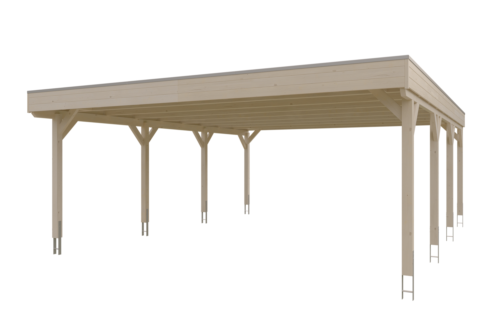 Carport Grunewald 622 x 796 cm mit Aluminiumdach, natur