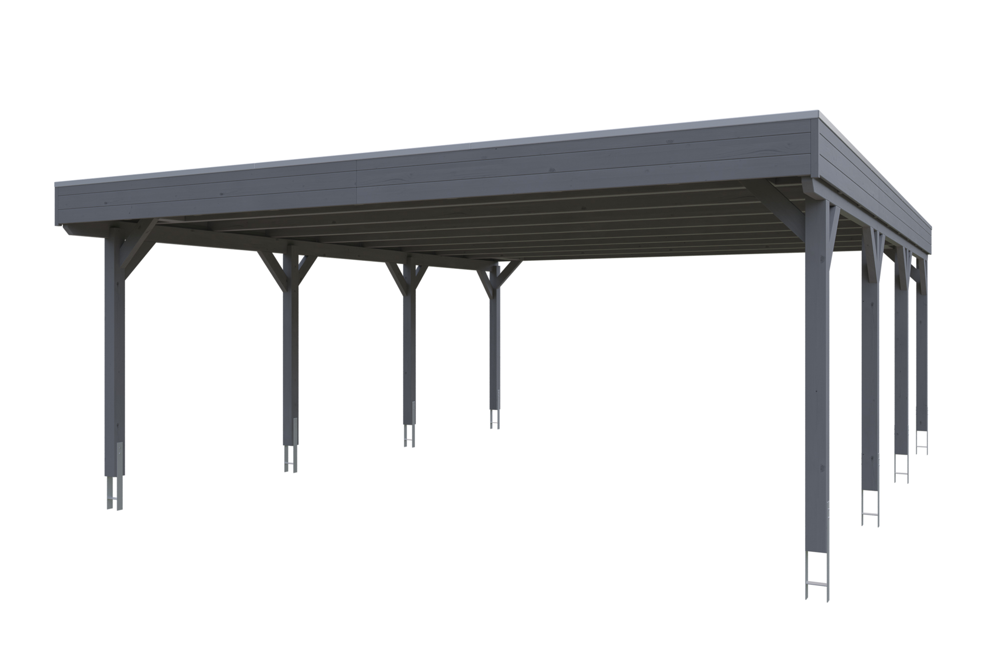 Carport Grunewald 622 x 796 cm mit Aluminiumdach, schiefergrau