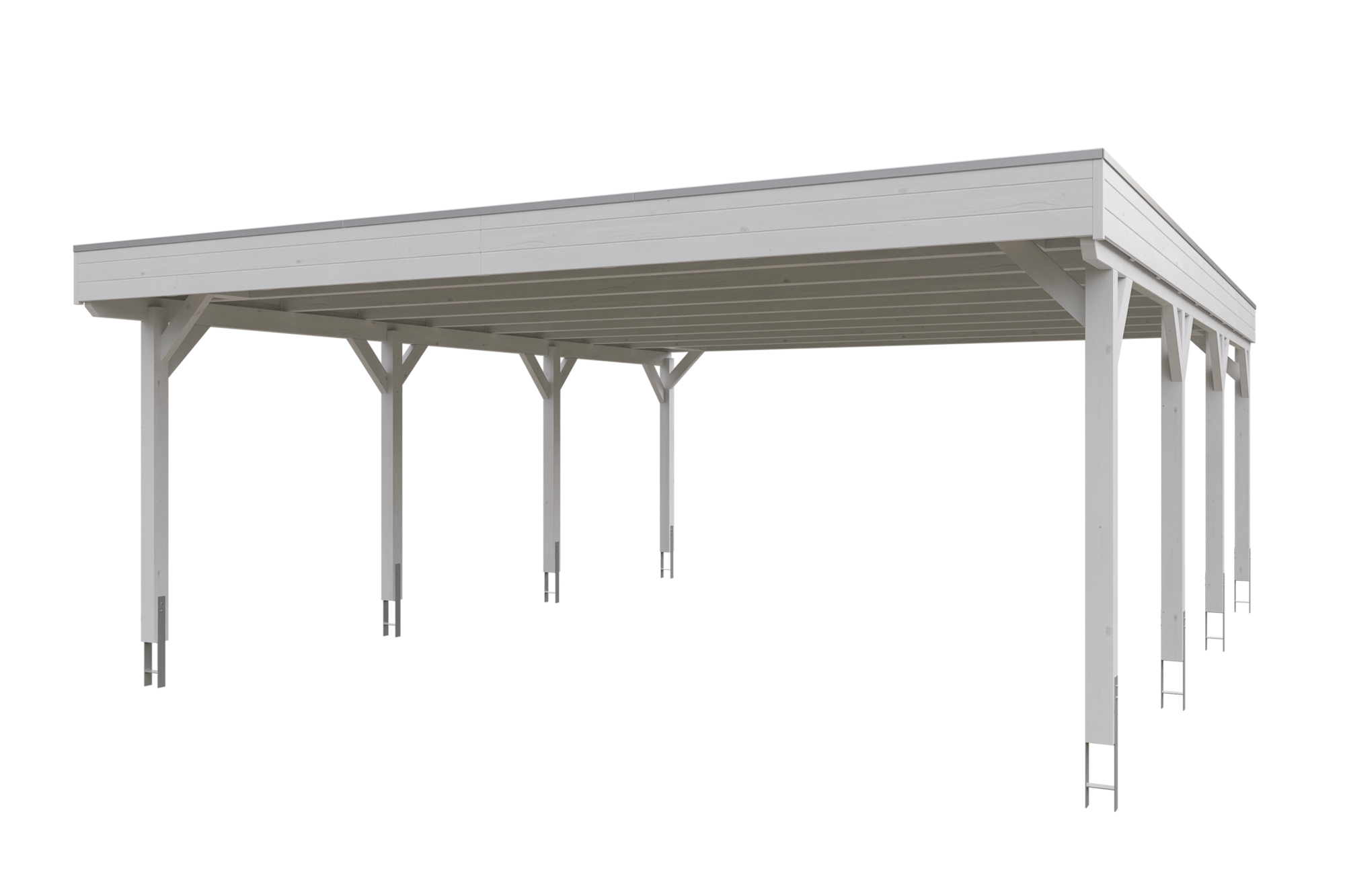 Carport Grunewald 622 x 796 cm mit Aluminiumdach, weiß