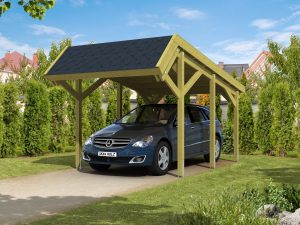 Carport Harz 321 x 560 cm mit schwarzen Schindeln